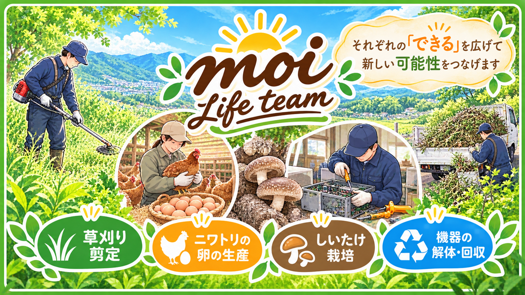 moi Life Teamの自然や地域に関わる活動のイメージ